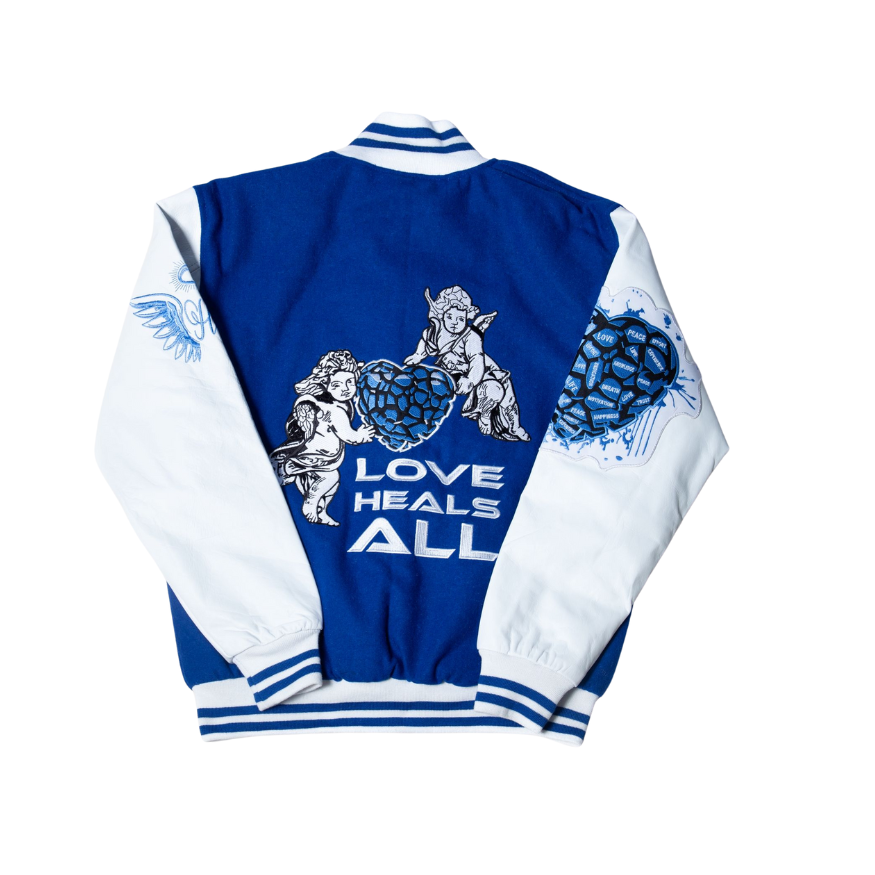 LOVE HEALS ALL VARSITY JACKET Holy Godz