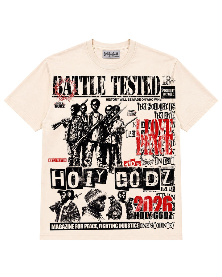 Holy Godz Battle Tested Tee — Built Different Worn United, main product shot