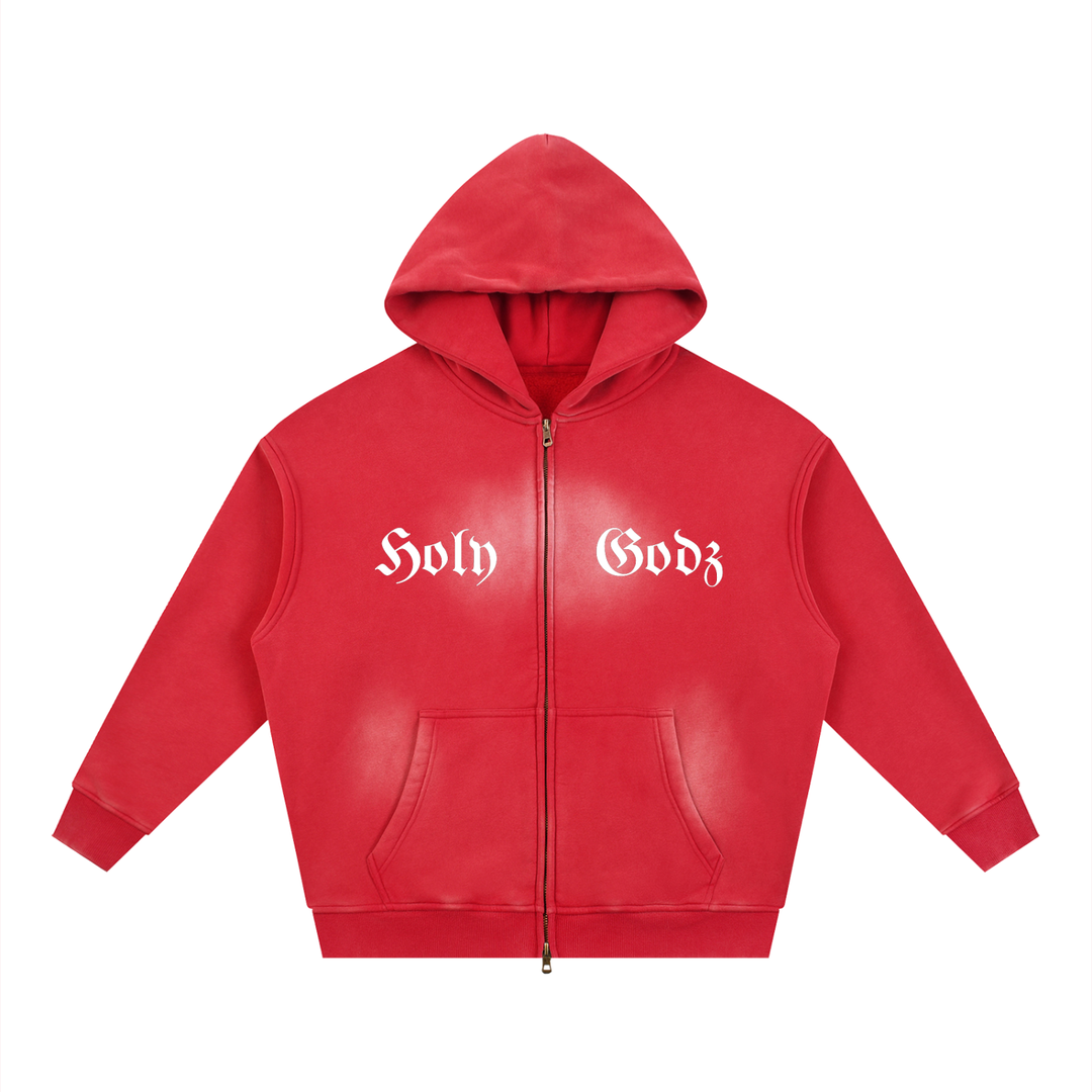 Sunfade Two-way Zipper Boxy Fleece Hoodie ODMPOD