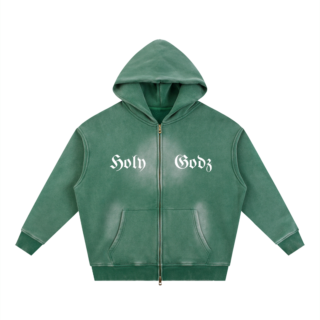 Sunfade Two-way Zipper Boxy Fleece Hoodie ODMPOD