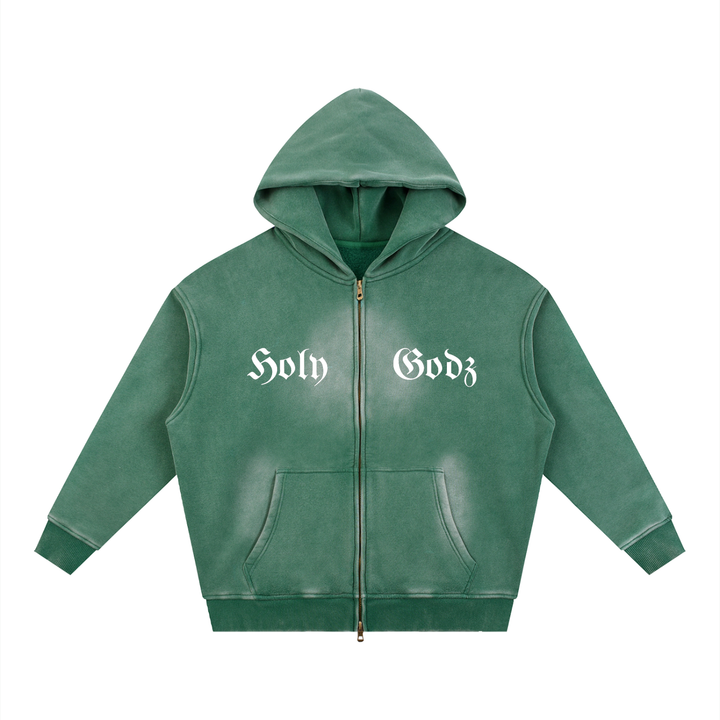 Sunfade Two-way Zipper Boxy Fleece Hoodie ODMPOD