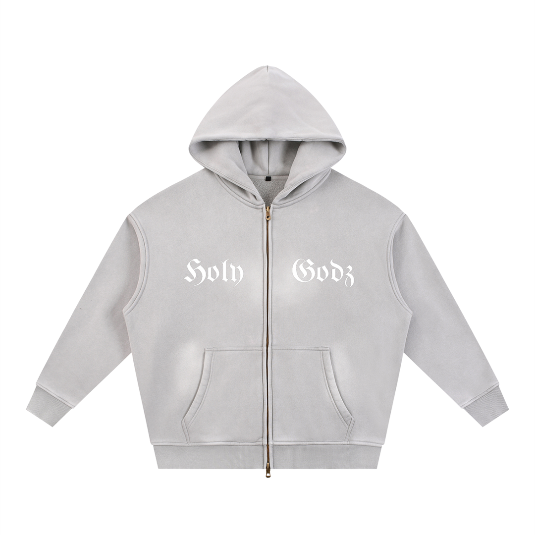 Sunfade Two-way Zipper Boxy Fleece Hoodie ODMPOD