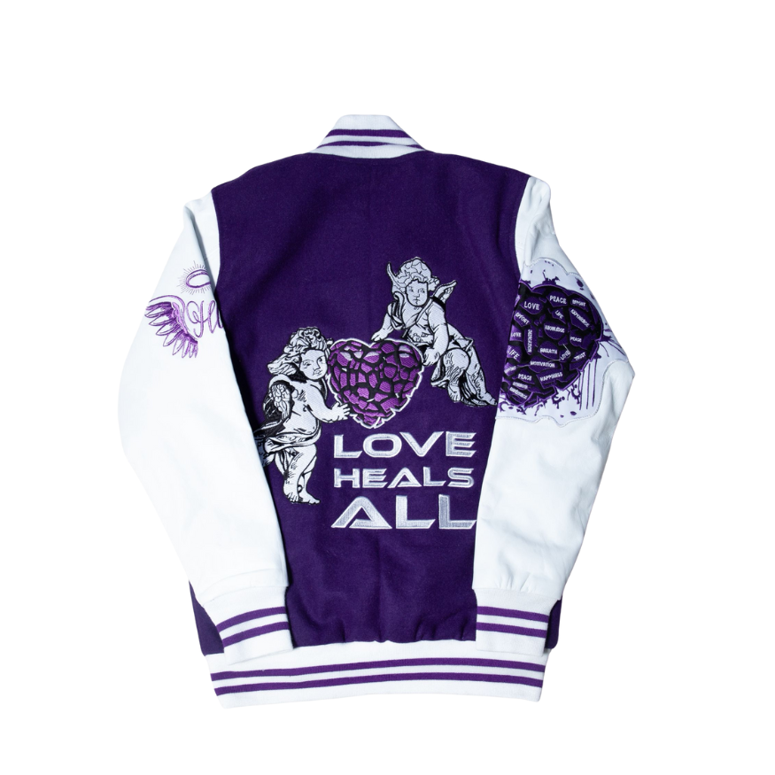 LOVE HEALS ALL VARSITY JACKET Holy Godz