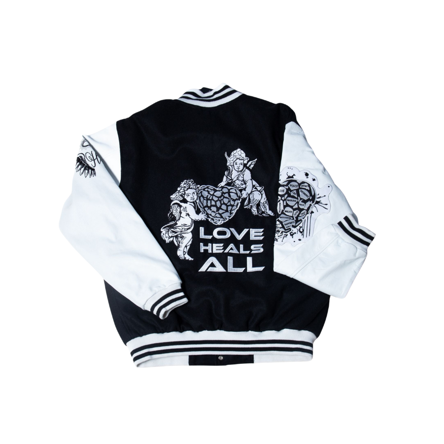 LOVE HEALS ALL VARSITY JACKET Holy Godz