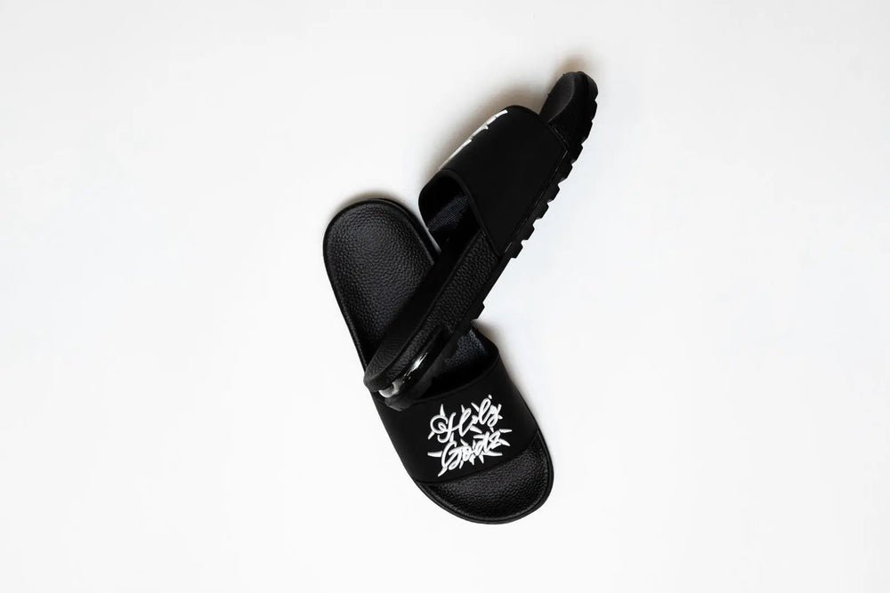 Holy Godz HG Outdoor Slides — black and white slide sandal, alternate view