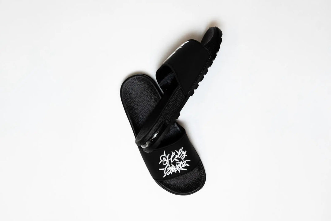 Holy Godz HG Outdoor Slides — black and white slide sandal, alternate view