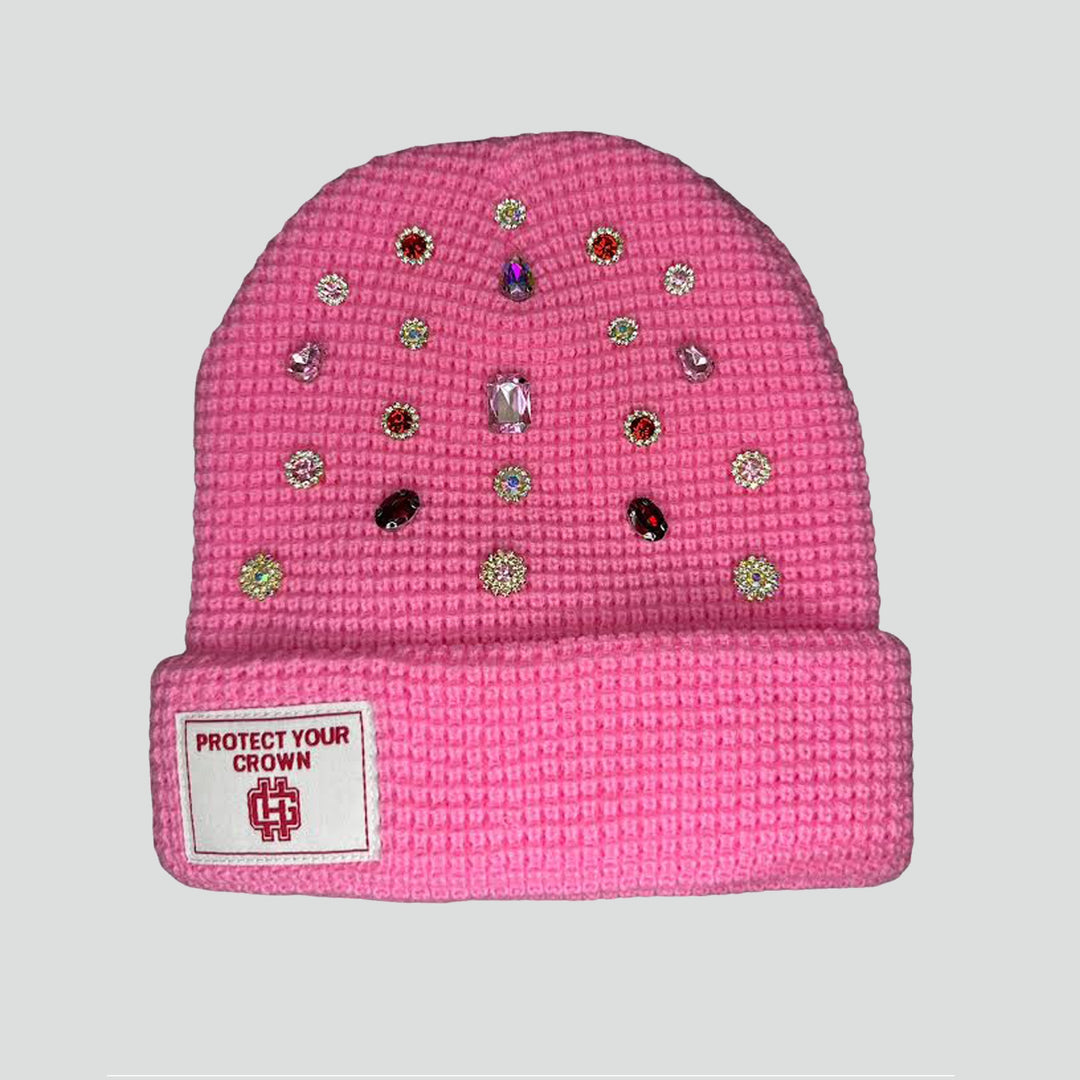 Protect Your Crown Pink Crystal Beanie - Holy Godz 