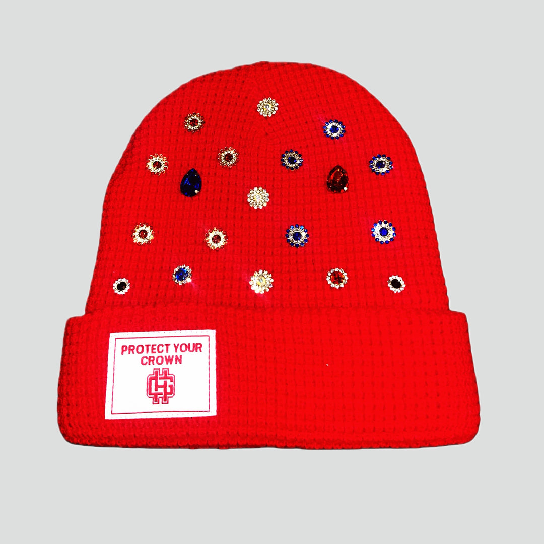 Holy Godz Protect Your Crown Red Crystal Beanie - Holy Godz 