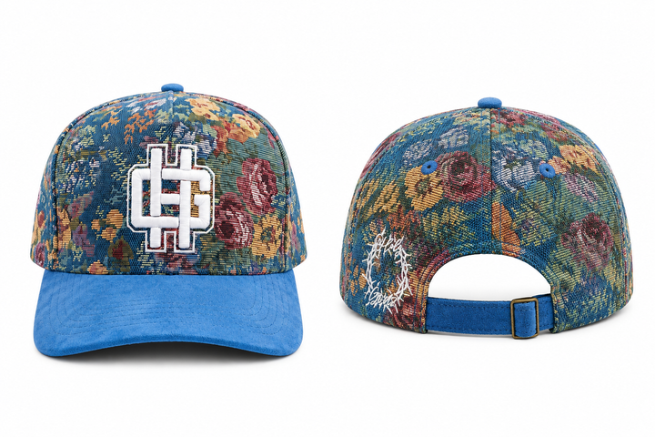 Holy Godz Tapestry Cap — double stacked suede brim detail