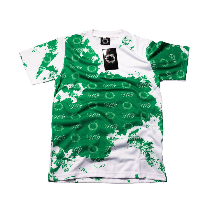 Holy Godz Crown Stain T-Shirt — green colorway, detail view