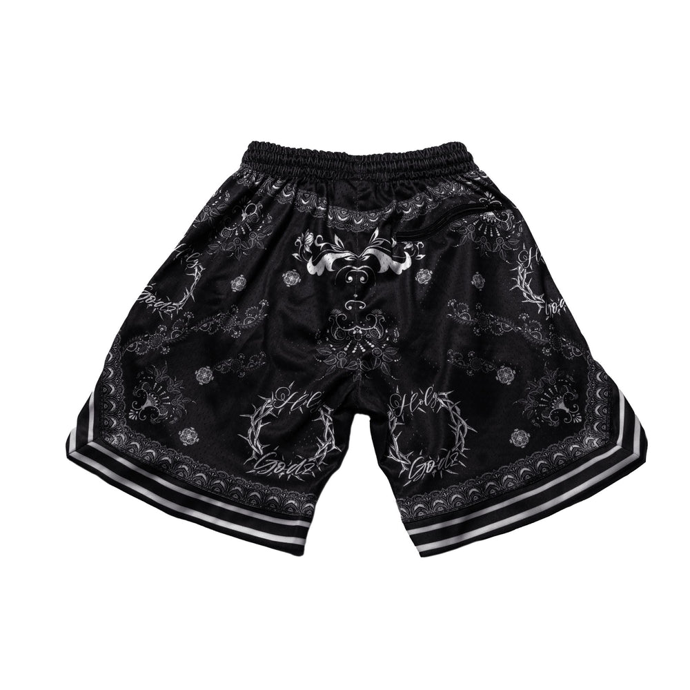 Holy Godz Unity Bandana Shorts — black colorway, alternate view