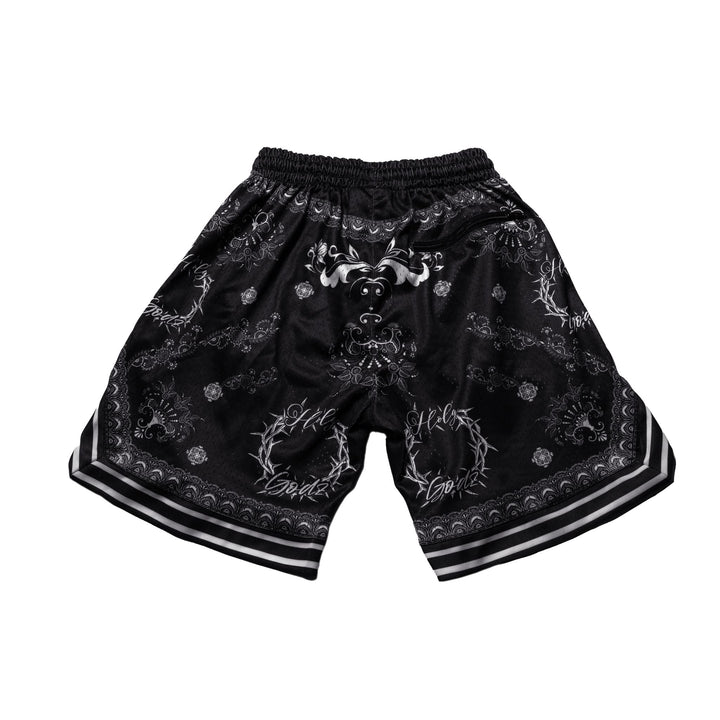 Holy Godz Unity Bandana Shorts — black colorway, alternate view