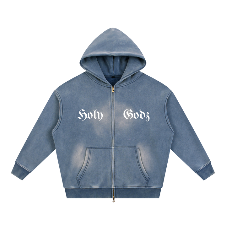 Sunfade Two-way Zipper Boxy Fleece Hoodie ODMPOD