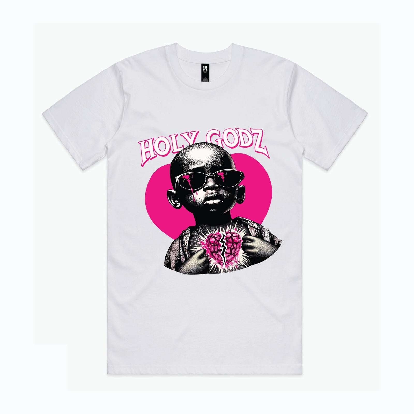 HG HEART OF A WARRIOR TEE (WHITE, PINK) - Holy Godz 